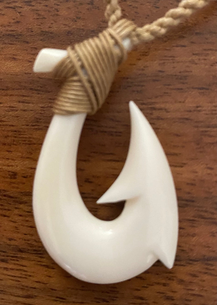 Water Buffalo Bone Fish Hook Necklace 1