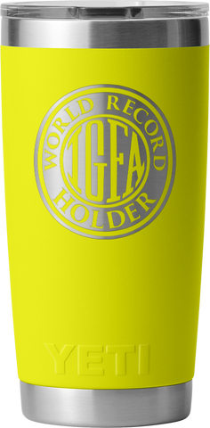 IGFA Yeti Firefly Yellow 20oz World Record Holder Logo Rambler