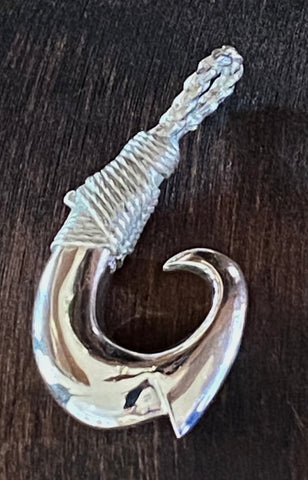 Island Fish Hook Pendant Sterling Silver Small
