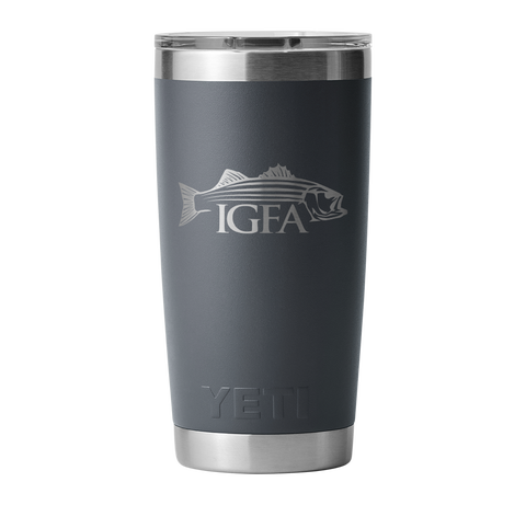IGFA Yeti Charcoal 20oz Stripped Bass Logo Rambler