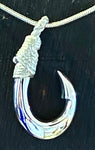 Island Fish Hook Pendant Sterling Silver Inside Barb 18” Silver Chain Included