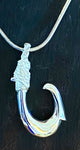 Island Fish Hook Pendant Sterling Silver Outside Barb 18” Silver Chain Included